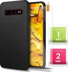 Hello Case Etui do Samsung Galaxy S10 (Czarne, Matowe, Obudowa Slim, Silikon) SZKŁO 1