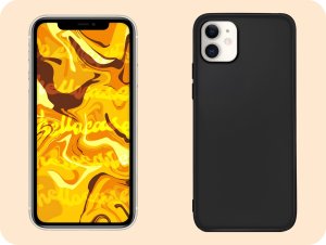 Hello Case Etui do Apple iPhone 11 (Czarne, Matowe, Obudowa Slim, Silikon) SZKŁO 9H 4