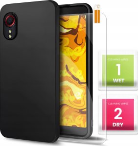 Hello Case Etui do Samsung Galaxy Xcover 5 (Czarne, Matowe, Obudowa Slim) SZKŁO 9H 1