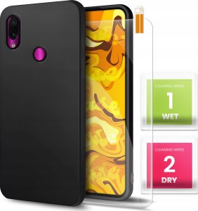 Hello Case Etui do Xiaomi Redmi Note 7 / Note 7 Pr (Czarne, Matowe, Silikon) SZKŁO 1