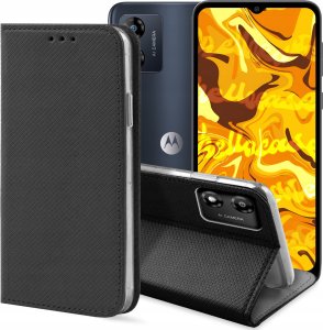 Hello Case ETUI Z KLAPKĄ DO MOTOROLA MOTO E13 CZARNE ZAMYKANE MAGNETYCZNE KABURA FLIP 1