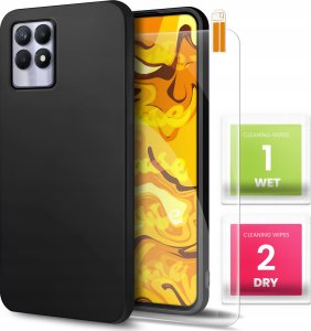 Hello Case Etui do Realme 8i (Czarne, Matowe, Obudowa Slim, Silikon) SZKŁO 9H 1