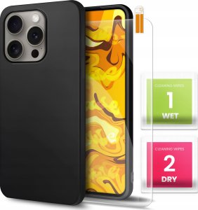 Hello Case Etui do Apple Iphone 15 Pro (Czarne, Matowe, Obudowa, Silikon) SZKŁO 9H 1