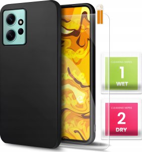 Hello Case Etui do Xiaomi Redmi Note 12 4G (Czarne, Matowe, Slim, Silikon) SZKŁO 9H 1