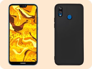 Hello Case Etui do Huawei P20 LITE (Czarne, Matowe, Obudowa Slim, Silikon) SZKŁO 9H 4