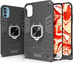 Hello Case ETUI PANCERNE DO MOTOROLA MOTO G52 / G82 CZARNE OBUDOWA ARMOR HOLDER RING 1