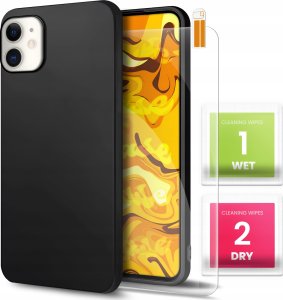 Hello Case Etui do Apple iPhone 12 / 12 Pro (Czarne, Matowe, Slim, Silikon) SZKŁO 9H 1