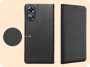 Hello Case ETUI Z KLAPKĄ DO OPPO A17 CZARNE ZAMYKANE MAGNETYCZNE KABURA FUTERAŁ FLIP 4