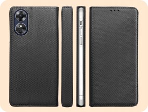 Hello Case ETUI Z KLAPKĄ DO OPPO A17 CZARNE ZAMYKANE MAGNETYCZNE KABURA FUTERAŁ FLIP 6
