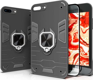 Hello Case ETUI PANCERNE DO IPHONE 7 PLUS / 8 PLUS CZARNE OBUDOWA ARMOR HOLDER SZKŁO 1