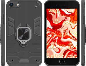 Hello Case ETUI PANCERNE DO IPHONE 7 / 8 CZARNE OBUDOWA ARMOR HOLDER RING CASE SZKŁO 2