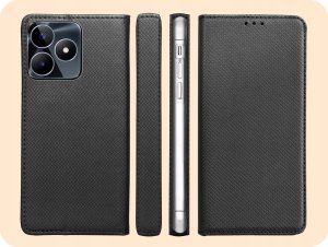 Hello Case ETUI Z KLAPKĄ DO REALME C53 4G CZARNE ZAMYKANE MAGNETYCZNE KABURA FUTERAŁ 6