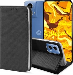 Hello Case ETUI Z KLAPKĄ DO MOTOROLA MOTO G34 5G CZARNE ZAMYKANE MAGNETYCZNE KABURA 1