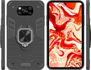 Hello Case ETUI PANCERNE do XIAOMI POCO X3 NFC CZARNE OBUDOWA HOLDER SZKŁO HARTOWANE 2