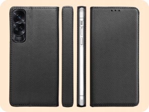 Hello Case ETUI Z KLAPKĄ DO HONOR 90 LITE 5G CZARNE ZAMYKANE MAGNETYCZNE KABURA FLIP 6