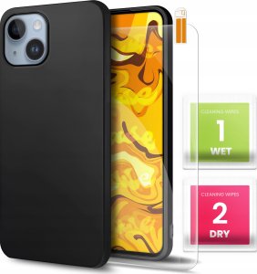 Hello Case Etui do Apple Iphone 14 Plus (Czarne, Matowe, Obudowa, Silikon) SZKŁO 9H 1