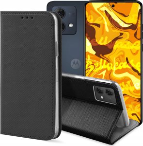 Hello Case ETUI Z KLAPKĄ DO MOTOROLA MOTO G84 5G CZARNE ZAMYKANE MAGNETYCZNE KABURA 1