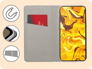 Hello Case ETUI Z KLAPKĄ DO MOTOROLA MOTO G84 5G CZARNE ZAMYKANE MAGNETYCZNE KABURA 3