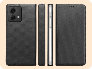Hello Case ETUI Z KLAPKĄ DO MOTOROLA MOTO G84 5G CZARNE ZAMYKANE MAGNETYCZNE KABURA 6