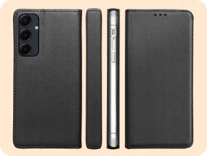 Hello Case ETUI Z KLAPKĄ DO SAMSUNG GALAXY A55 5G CZARNE ZAMYKANE MAGNETYCZNE KABURA 6