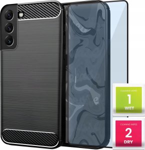 Hello Case Etui Do Samsung Galaxy S22 (Pancerne, Karbon, Pancerne, Czarne) Szkło 5D 1