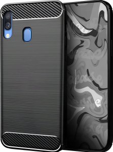 Hello Case Etui Do Samsung Galaxy A40 (Pancerne, Karbon, Karbonowe, Czarne) Szkło 5D 2