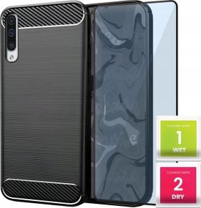 Hello Case Etui Do Samsung Galaxy A50 / A30S / A50S (Pancerne, Karbon, Czarne) SZKŁO 1