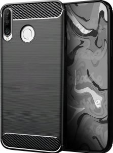 Hello Case Etui Do Huawei P30 LITE (Pancerne, Karbon, Karbonowe, Czarne) Szkło 5D 2
