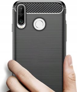 Hello Case Etui Do Huawei P30 LITE (Pancerne, Karbon, Karbonowe, Czarne) Szkło 5D 3
