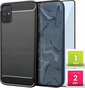 Hello Case Etui Do Samsung Galaxy A71 (Pancerne, Karbon, Karbonowe, Czarne) Szkło 5D 1