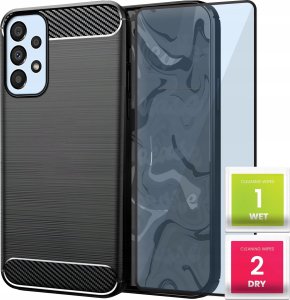 Hello Case Etui Do Samsung Galaxy A13 (Pancerne, Karbon, Karbonowe, Czarne) Szkło 5D 1