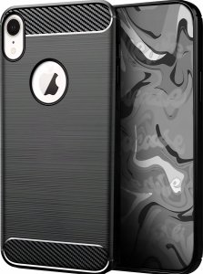 Hello Case Etui Do iPhone XR (Pancerne, Karbon, Karbonowe, Czarne) Szkło Pełne 5D 2