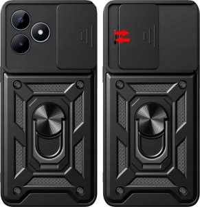 Hello Case ETUI PANCERNE DO REALME NOTE 50 CZARNE OBUDOWA ARMOR HOLDER RING CASE 6