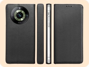 Hello Case ETUI Z KLAPKĄ DO REALME 11 PRO 5G / 11 PRO PLUS 5G CZARNE ZAMYKANE KABURA 6