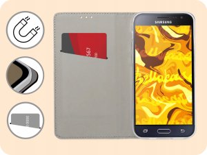 Hello Case ETUI Z KLAPKĄ DO SAMSUNG GALAXY J3 2016 CZARNE ZAMYKANE MAGNETYCZNE KABURA 3