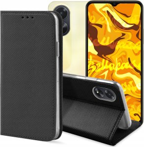 Hello Case ETUI Z KLAPKĄ DO OPPO A38 4G CZARNE ZAMYKANE MAGNETYCZNE KABURA FUTERAŁ 1