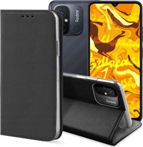 Hello Case ETUI Z KLAPKĄ DO XIAOMI REDMI 12C / REDMI 11A / POCO C55 CZARNE ZAMYKANE 1