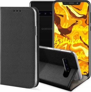 Hello Case ETUI Z KLAPKĄ DO SAMSUNG GALAXY S10 PLUS CZARNE ZAMYKANE MAGNETYCZNE KABURA 1