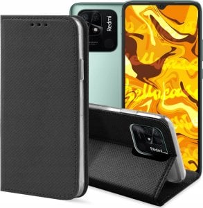 Hello Case ETUI Z KLAPKĄ DO XIAOMI REDMI 10C 4G CZARNE ZAMYKANE MAGNETYCZNE KABURA 1