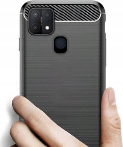 Hello Case ETUI DO OPPO A15 / A15S / A35 | PANCERNE KARBON CASE CZARNE | OBUDOWA SZKŁO 3