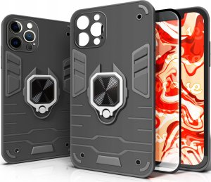 Hello Case ETUI PANCERNE DO APPLE IPHONE 12 PRO CZARNE OBUDOWA ARMOR HOLDER RING CASE 1