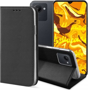 Hello Case ETUI Z KLAPKĄ DO REALME C30 CZARNE ZAMYKANE MAGNETYCZNE KABURA FUTERAŁ FLIP 1