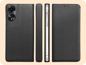 Hello Case ETUI Z KLAPKĄ DO OPPO A78 4G CZARNE ZAMYKANE MAGNETYCZNE KABURA FUTERAŁ 6