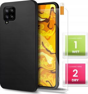 Hello Case Etui do Samsung Galaxy A42 5G (Czarne, Obudowa Slim, Silikon) SZKŁO 9H 1