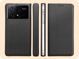 Hello Case ETUI Z KLAPKĄ DO XIAOMI POCO X6 PRO 5G / REDMI K70E CZARNE ZAMYKANE KABURA 6