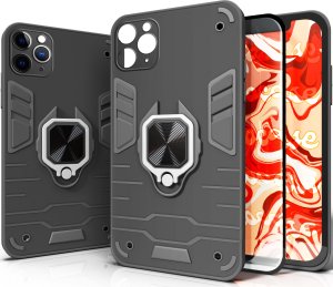 Hello Case ETUI PANCERNE DO IPHONE 11 PRO CZARNE OBUDOWA ARMOR HOLDER RING CASE SZKŁO 1