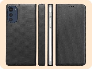Hello Case ETUI Z KLAPKĄ DO MOTO E32 / E32S CZARNE ZAMYKANE MAGNETYCZNE KABURA FUTERAŁ 6