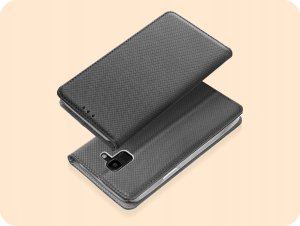 Hello Case ETUI Z KLAPKĄ DO SAMSUNG GALAXY J6 2018 CZARNE ZAMYKANE MAGNETYCZNE KABURA 2