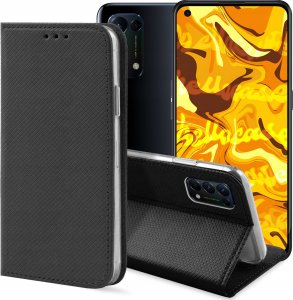 Hello Case ETUI Z KLAPKĄ DO OPPO RENO 5 5G CZARNE ZAMYKANE MAGNETYCZNE KABURA FUTERAŁ 1