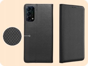 Hello Case ETUI Z KLAPKĄ DO OPPO RENO 5 5G CZARNE ZAMYKANE MAGNETYCZNE KABURA FUTERAŁ 4